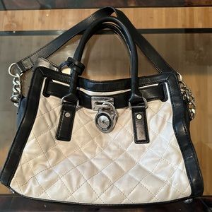 Michael Kors Black and White Quilted Handbag